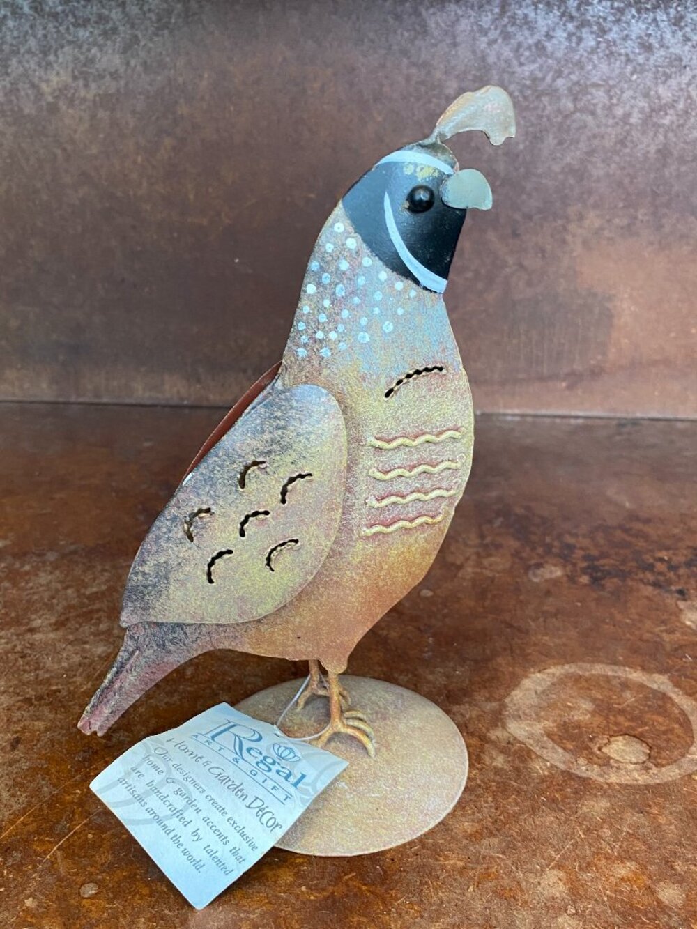 NWT Regal Art & Gift Quail Female Standing Metal Decor Garden Indoor Outdoor